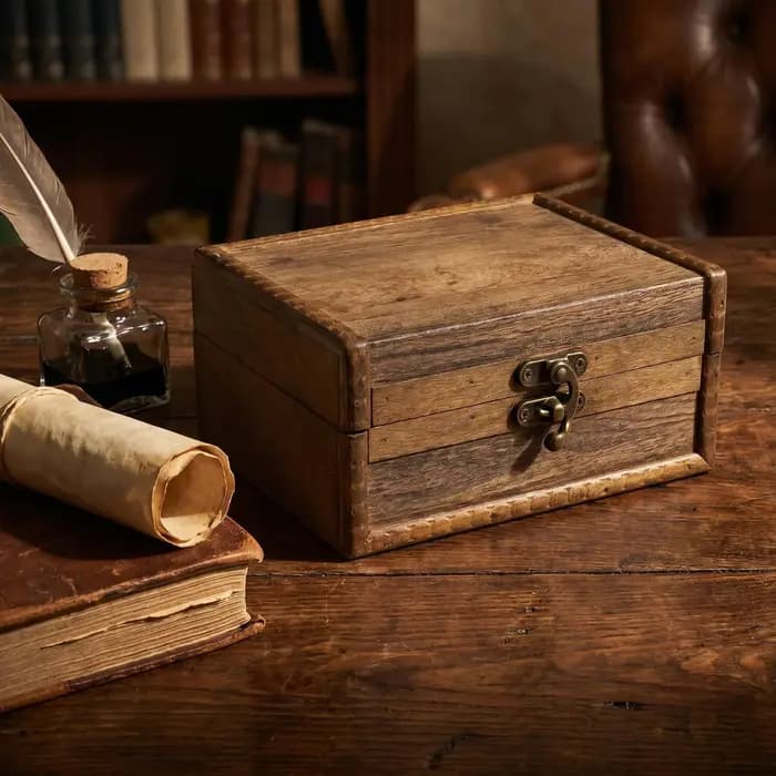 Boîte de rangement vintage en bois avec fermoir