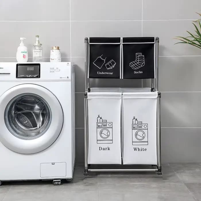 Panier à linge multicouche avec support de tri