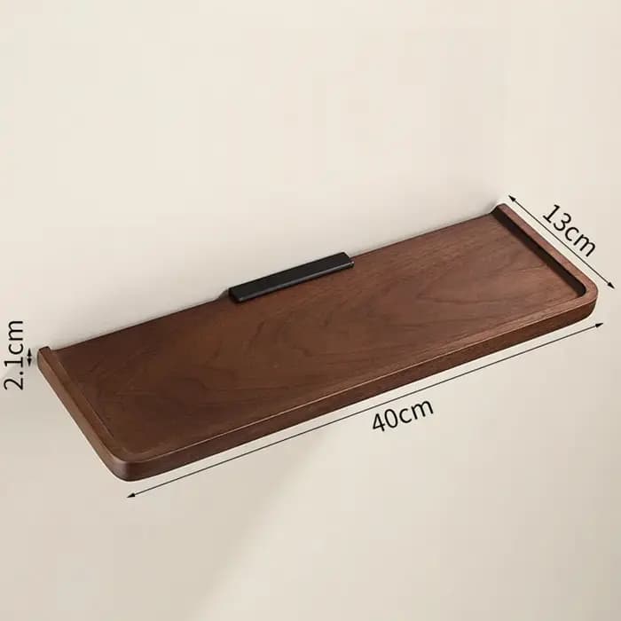 Étagère d'angle murale en bois de noyer noir pour salle de bain - Organisateur de rangement