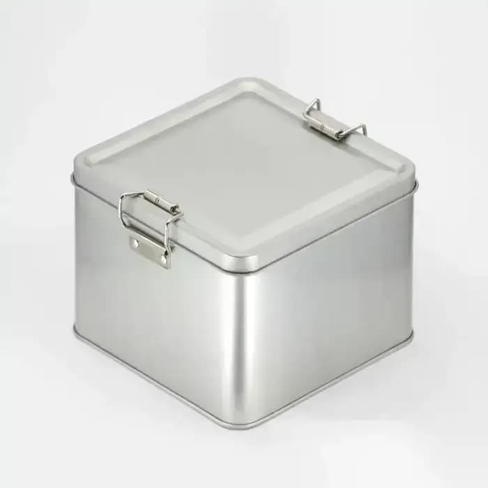 Boîte rectangulaire en métal, style ancien, pour rangement et emballage de gâteaux, durable avec couvercle et boucle, organisateur