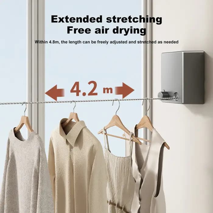 Corde à linge rétractable en acier inoxydable, Machine de séchage de vêtements extractible, corde pe