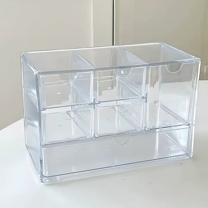 Boîte de rangement transparente à six compartiments
