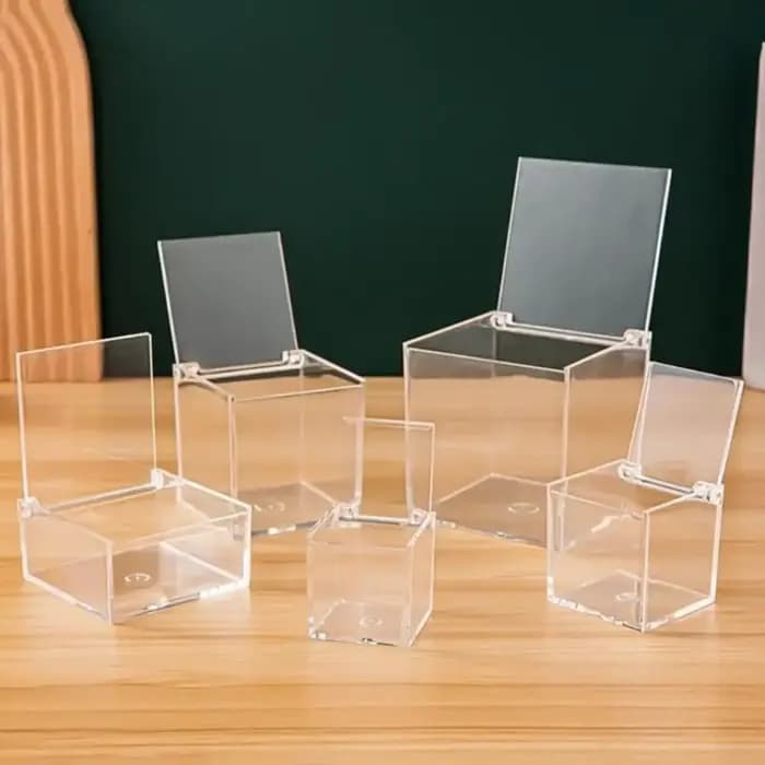Boîte de rangement carrée en acrylique avec couvercles