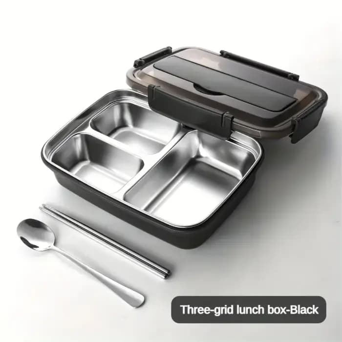 Boîte à déjeuner en acier inoxydable anti-fuite avec 3/4 compartiments – Récipient à Bento durable et facile à nettoyer pour étudiants et employés de bureau