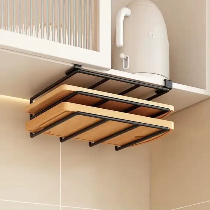 Organisateur de cuisine gain de place pour la maison, support suspendu sous l'armoire avec crochets pour serviettes, planches à découper, couvercles de casseroles, rangement portable