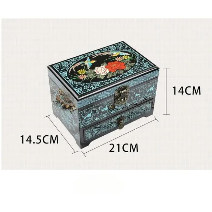 Boîte à bijoux vintage en bois avec miroir – Design rustique pour bracelets et montres