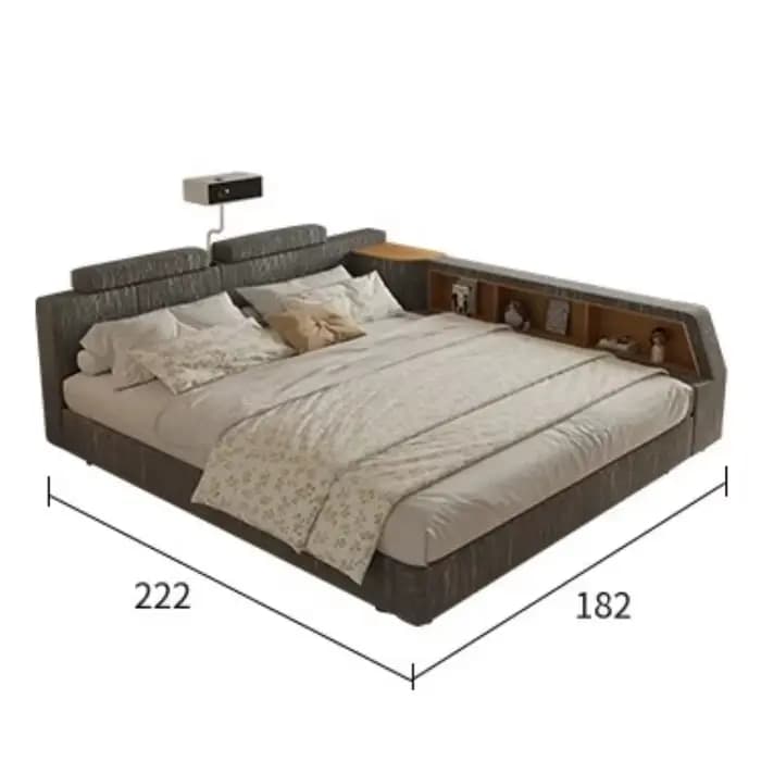 Cadre rembourré lit double rangement chambre commodes têtes de lit