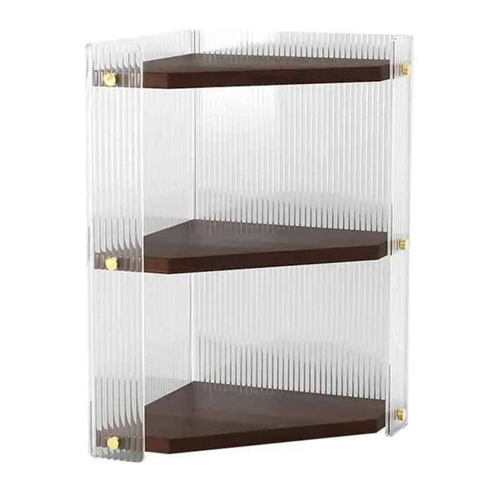 Organisateur et rangement de comptoir de salle de bains d'angle à 3 niveaux ABKJ, étagère d'organisation de comptoir en bois pour évier de vanité