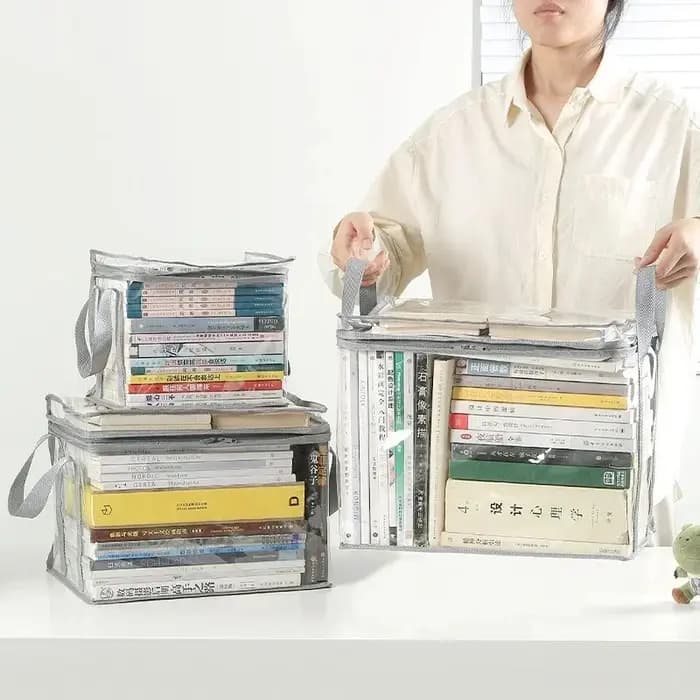 Boîte à livres pliable, organisateur de livres pour dortoir d'étudiants, boîte de rangement transparente et étanche pour la maison