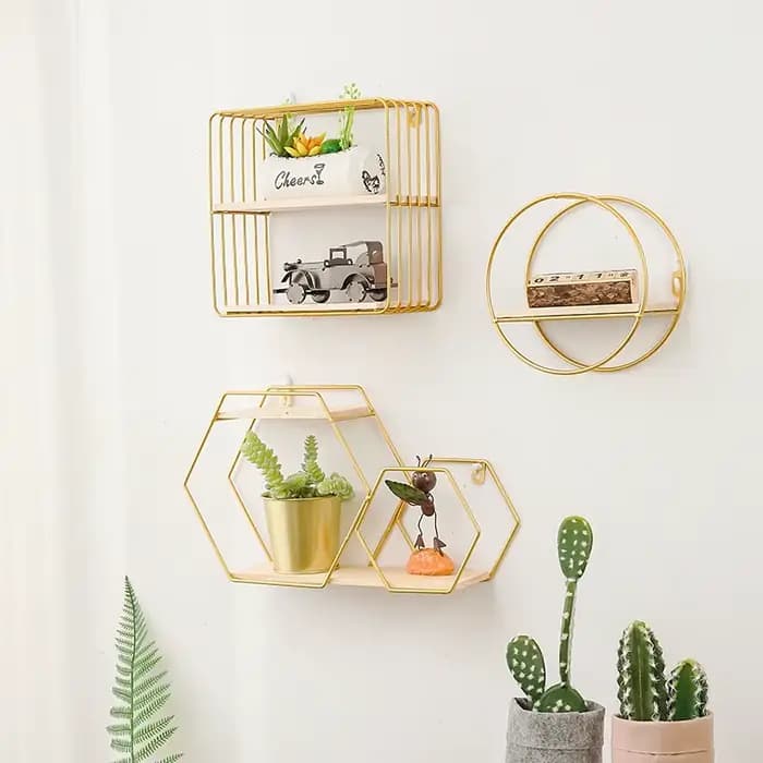 Étagère murale nordique, support de rangement mural en métal, figurines pour cuisine et salon, présentoirs pour artisanat, décoration intérieure