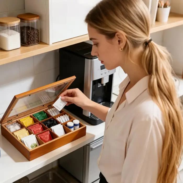 Organisateur de sachets de thé à 12 compartiments, boîte en bois avec couvercle transparent pour la maison, la cuisine, le café, le garde-manger et les sachets de collations