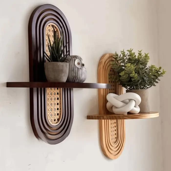 Nouvelle étagère à fleurs en rotin faite à la main