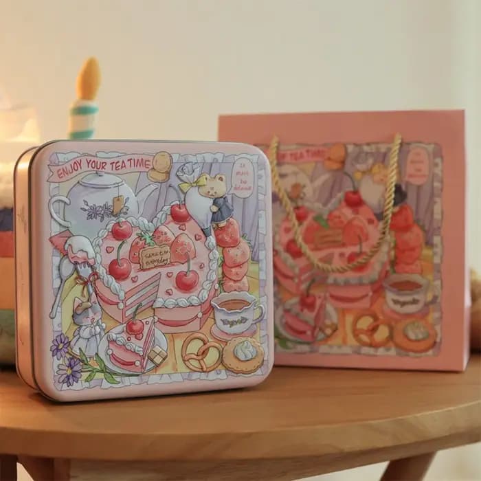 Boîte en fer de lapin de dessin animé multicolore 17*17*6cm