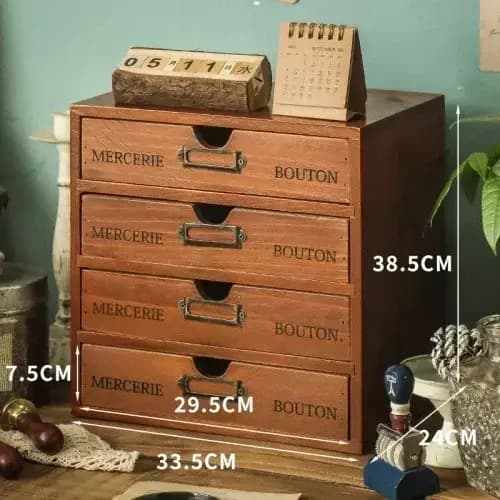 Étagère de rangement en papier et bois Vintage