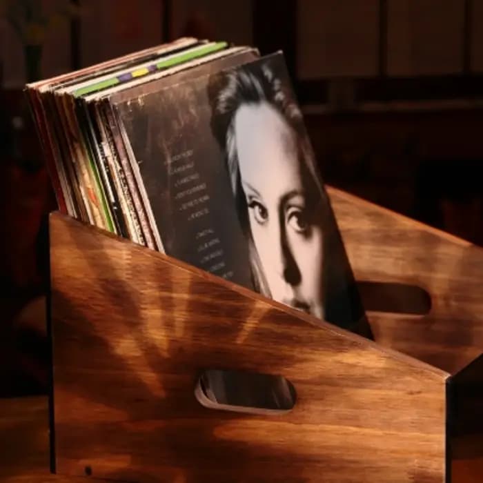 Support de stockage de disques en bois massif de noyer
