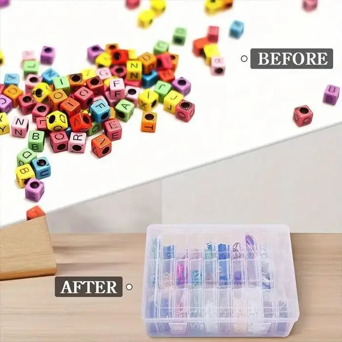 Coffret de rangement transparent compact à 30 grilles : idéal pour les bijoux, les perles et l'organisateur artisanal de boutons.