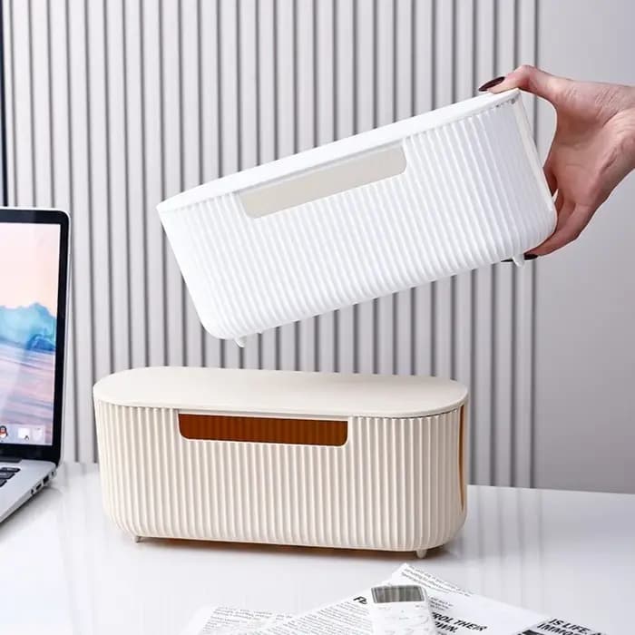Boîte de rangement de câbles de bureau de qualité avec couvercle