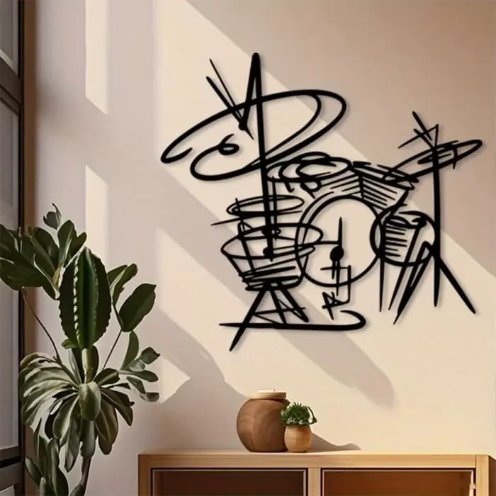 Étagère murale en métal en forme de tambour antirouille : décor moderne pour studio de musique