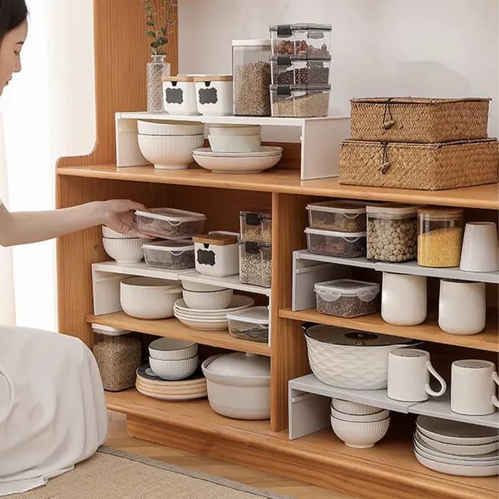 Étagère de cuisine extensible et empilable pour comptoir et armoire, accessoires de rangement de cuisine robustes