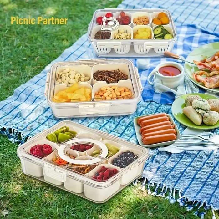 Boîte à collation 8 compartiments avec couvercle
