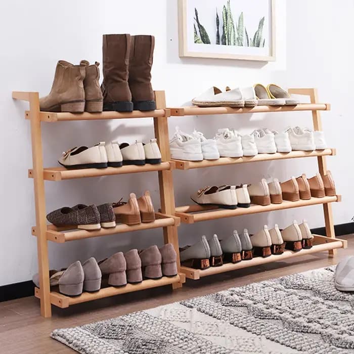 Étagère à chaussures d'entrée en bois japonaise