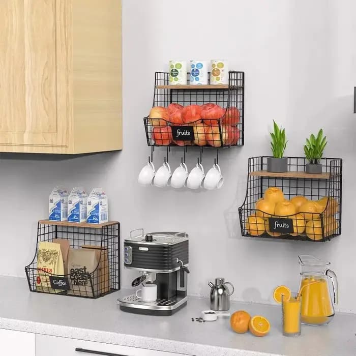 Support de rangement pliable en fer avec étagère en bois