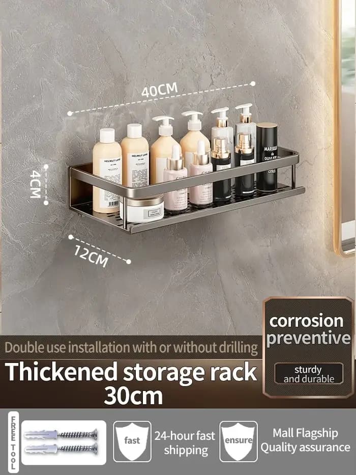 Étagère murale en aluminium pour salle de bain, 50CM/60CM, support de rangement pour shampoing, orga
