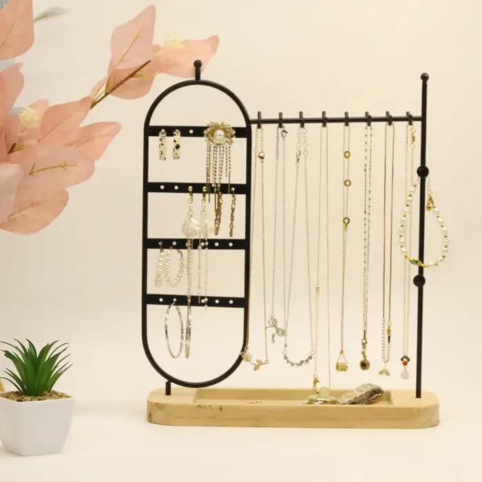 1 porte-bijoux de bureau à base en bois massif