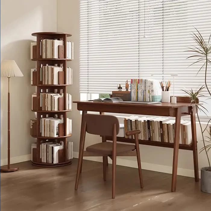Bibliothèque rotative en bois multifonction