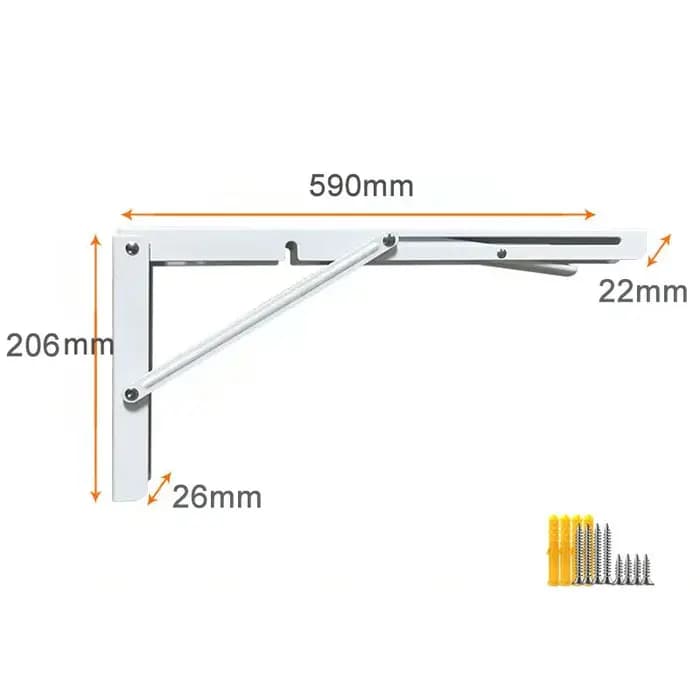 Support de Billy droit triangulaire de 24 pouces, supports d'étagères pliants robustes, charnières de Table en L murales pour Table d'établi avec vis