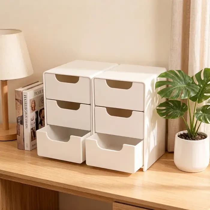Boîte de rangement cosmétique en plastique à 3 niveaux