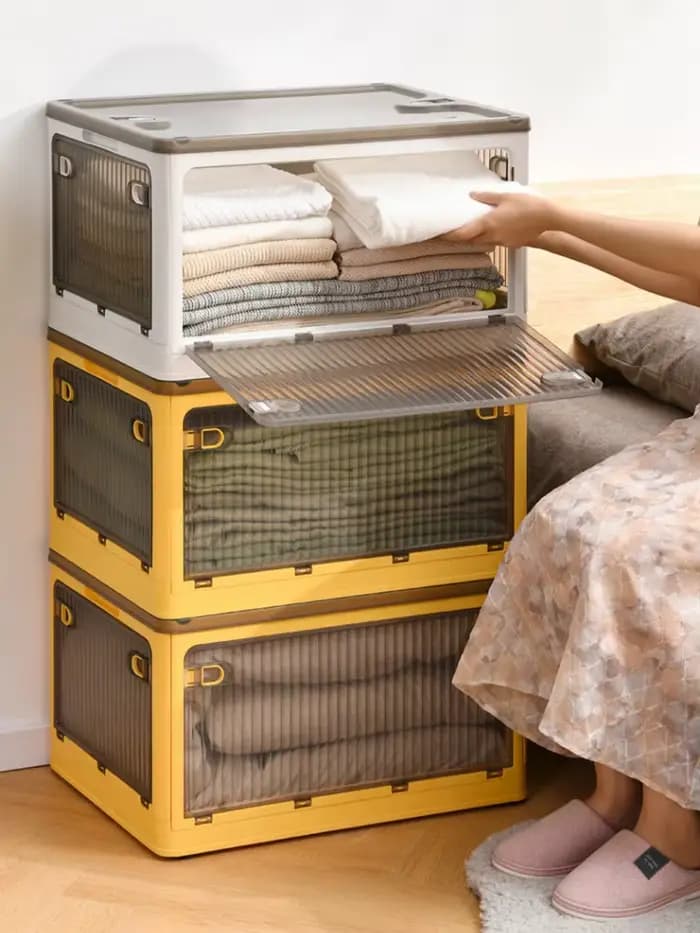 Boîtes de rangement pliantes en plastique Transparent