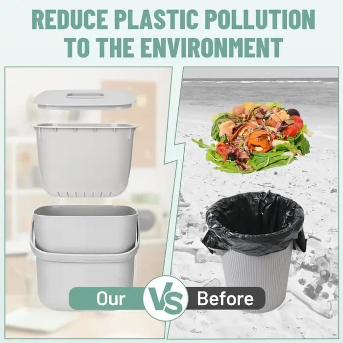 Poubelle à déchets organiques pour cuisine avec couvercle