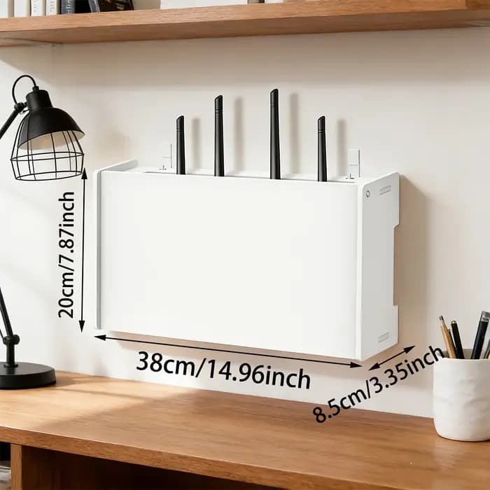 Boîte de rangement murale en PVC blanc pour routeur