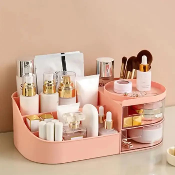 Boîte de rangement cosmétique grande capacité avec tiroir transparent - Organisateur de maquillage multifonctionnel pour produits de soin de la peau sur coiffeuse