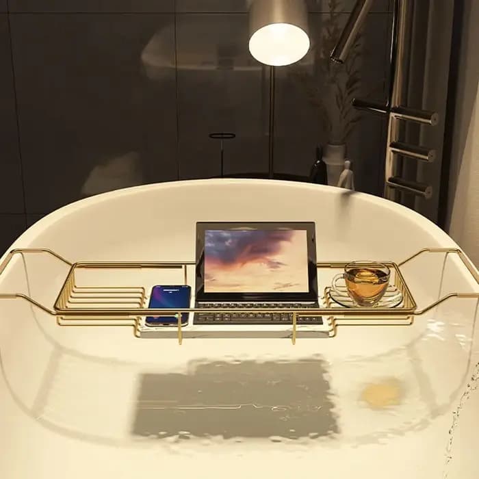 Étagère rétractable multifonctionnelle pour baignoire