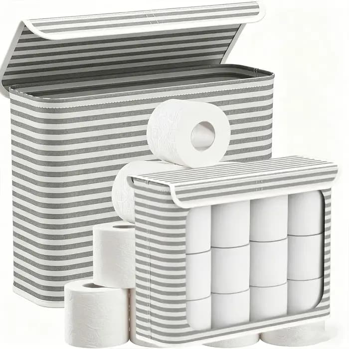 1PC 2L Support de rangement pour papier toilette gris – Peut contenir 9 à 12 rouleaux