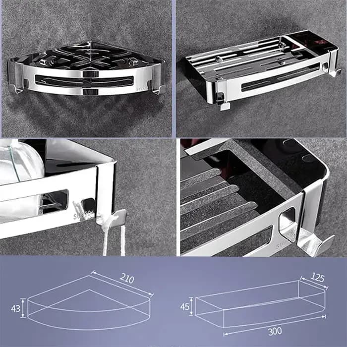Étagères de salle de bains en acier inoxydable