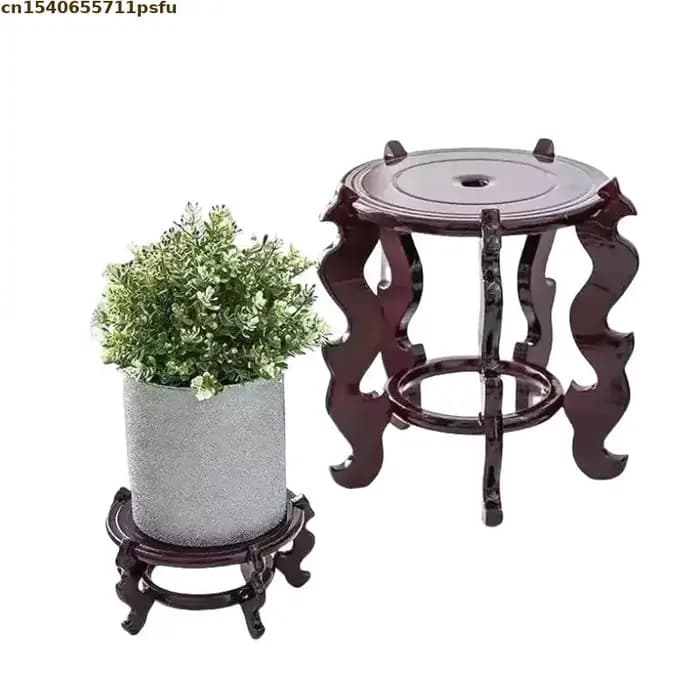 Natural Solid Wood Pedestal Crafts Vase Flower Pot Bonsai Plant Decorative Shelves Greenhouse Shelf Kitchen Wooden Display Stand