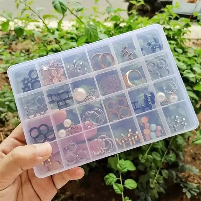 Boîte de rangement à 24 grilles, Clips de perles de bijoux à bricoler soi-même, conteneurs de rangem