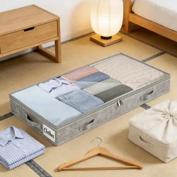 Bacs de rangement sous lit à roulettes avec couvercle transparent