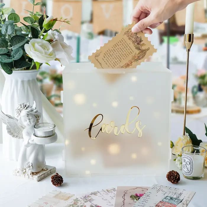 Boîte à cartes de mariage en acrylique