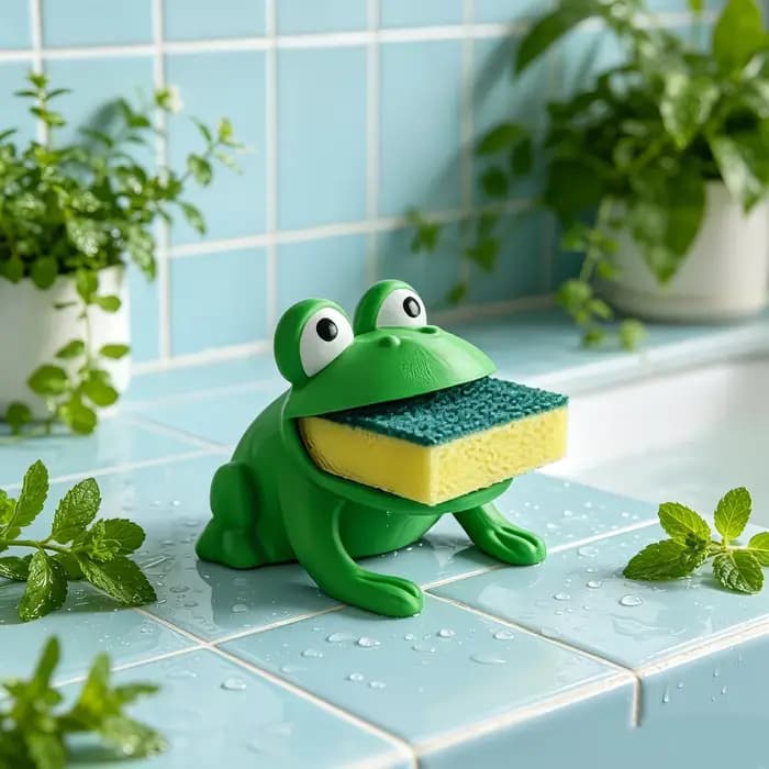 1 support de rangement en forme de grenouille pour éponges