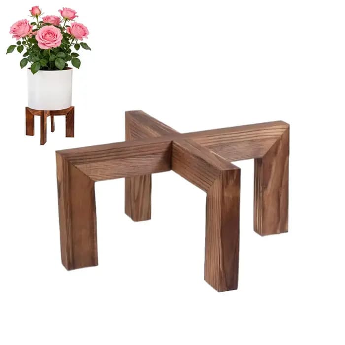 Support d'angle en bois pour plantes d'intérieur