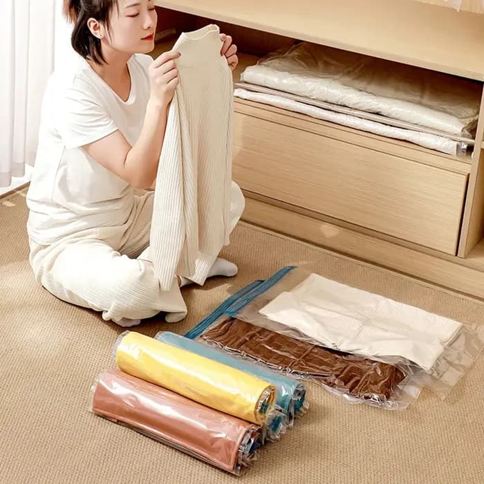 Sacs sous vide réutilisables, 4 pièces, transparents, pliables, compressés, gain de place, pour vête