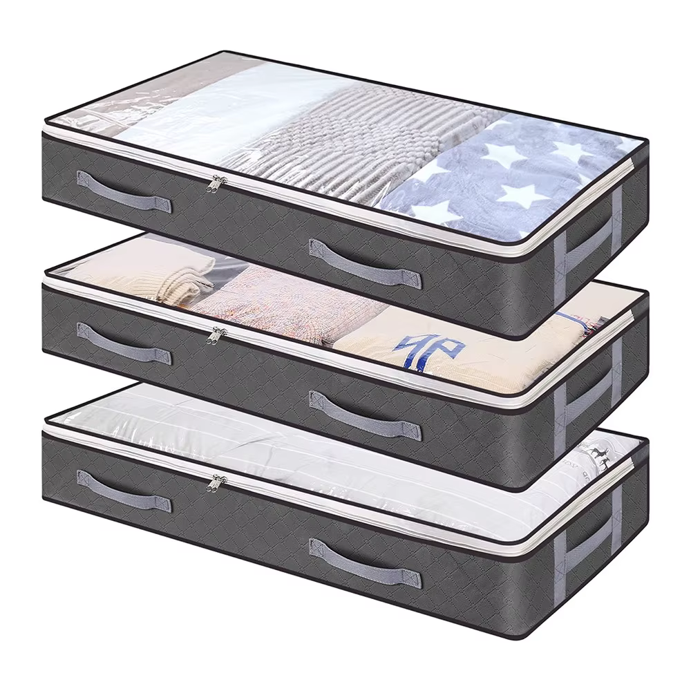Conteneurs de rangement pliables sous le lit, avec fenêtre transparente, organisateurs de jouets sou