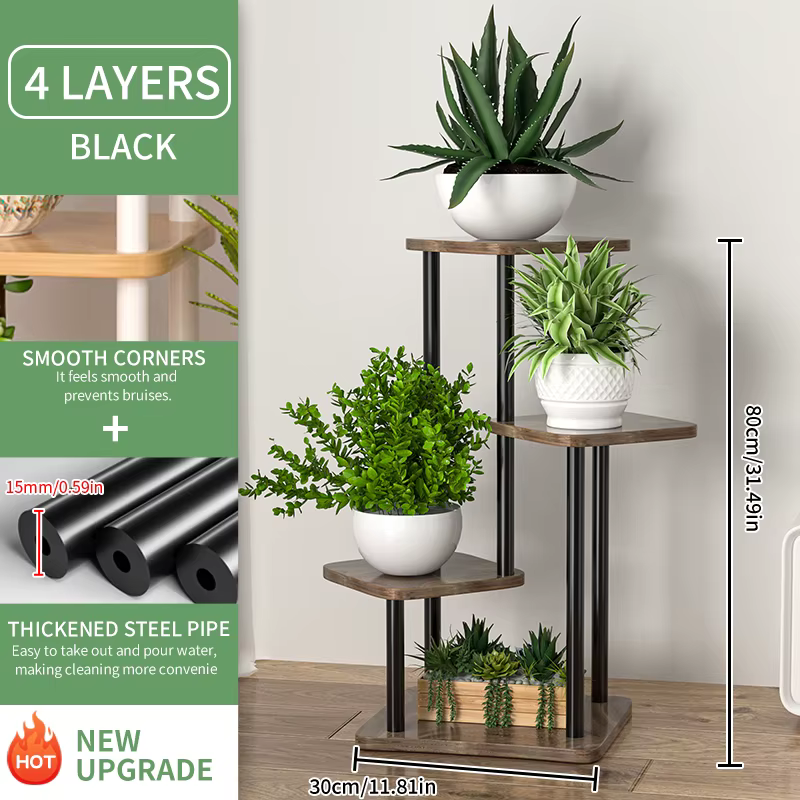 Support de plante pour fleurs, étagère de rangement en bois, étagère à fleurs à 4/5/6 niveaux, jardi