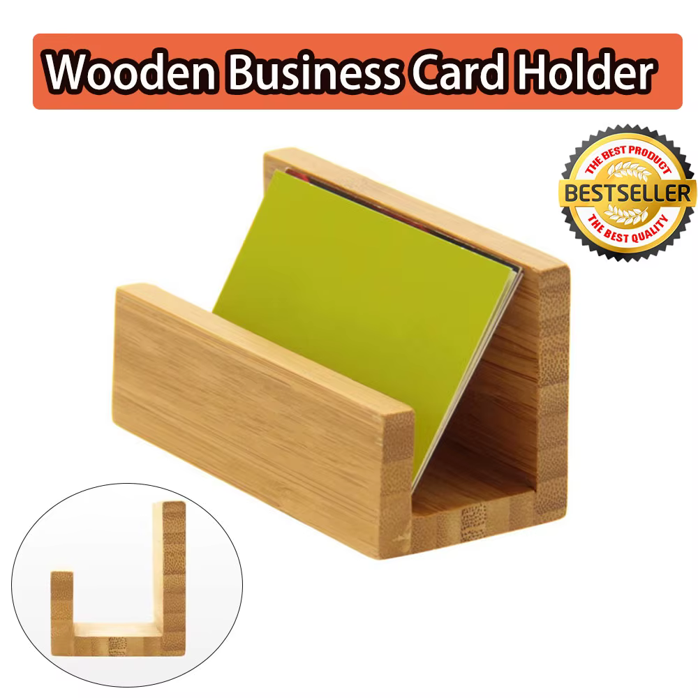Porte-cartes de visite en bois de bambou, boîte de rangement pour cartes de visite, bureau pratique,