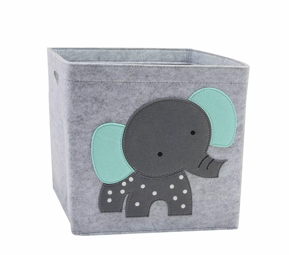 Cube de 11 pouces, boîte de rangement pour enfants, panier de rangement en tissu feutré d'animaux de