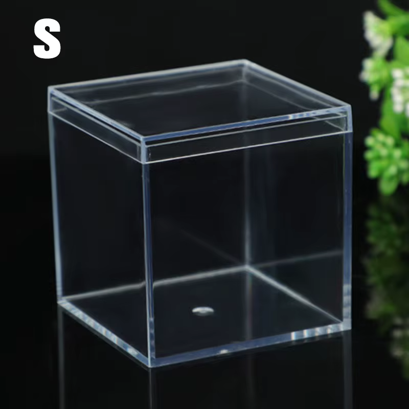 Boîte de rangement ronde et carrée en plastique transparent, rangement domestique, bijoux, perles, a